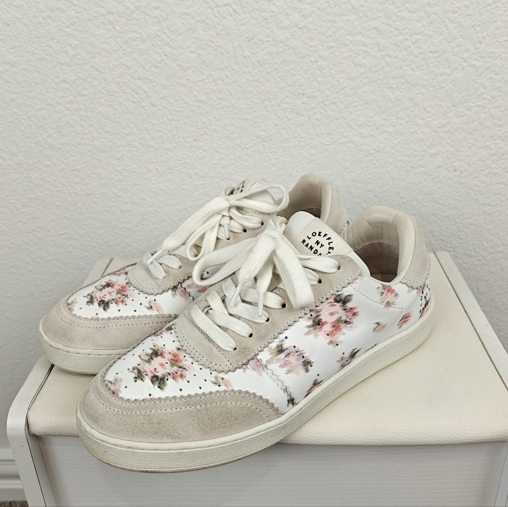 Loeffler Randall Keeley Floral Low-Top Leather Sneakers Size 7 Women's